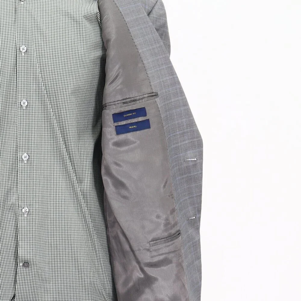 Stafford 48R Gray Check 2-Button Sport Coat Blazer Jacket T226